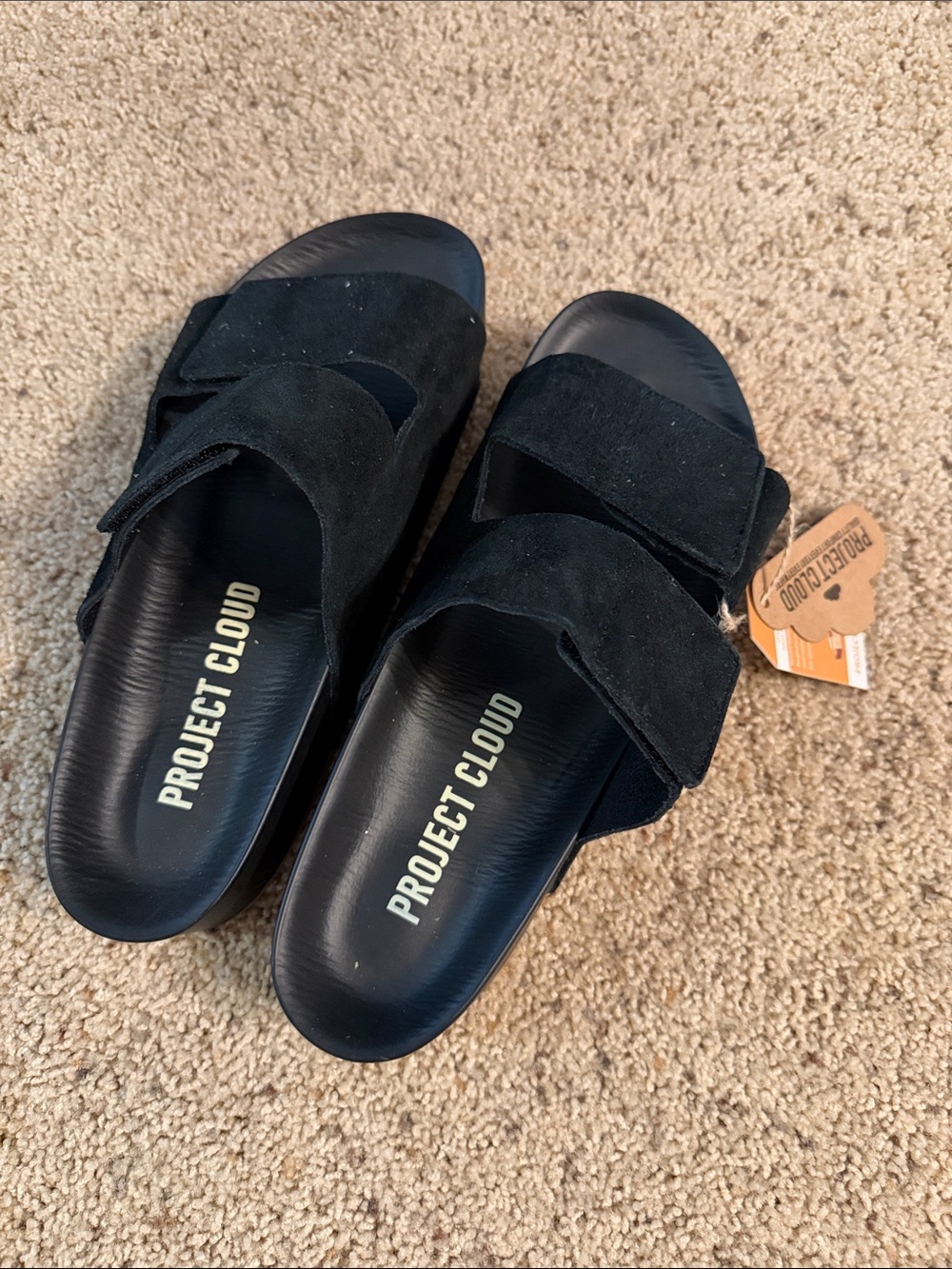 Women's Black Slide Sandals project cloud size 10.5